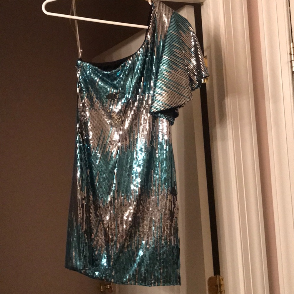Fun one shoulder sequins dress bought from Macy’s